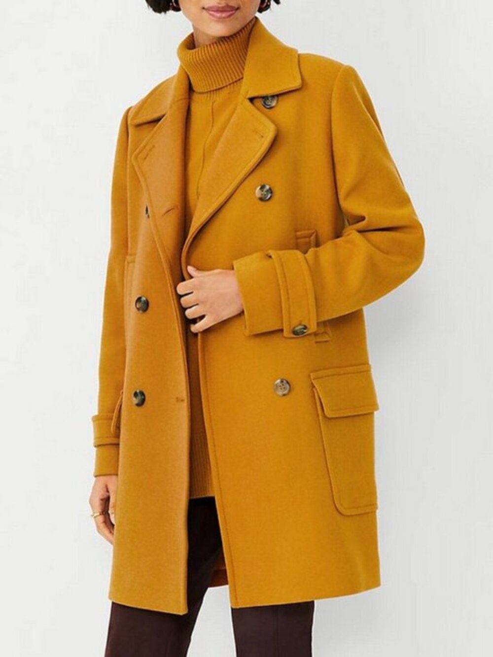 New Ann Taylor Wool Blend Peacoat Mustard Yellow XS $228